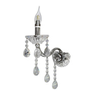 Trade Shop - Applique Da Muro Candelabro Gocce Pendenti Cristallo Acrilico Attacco E14 E34 - Argento