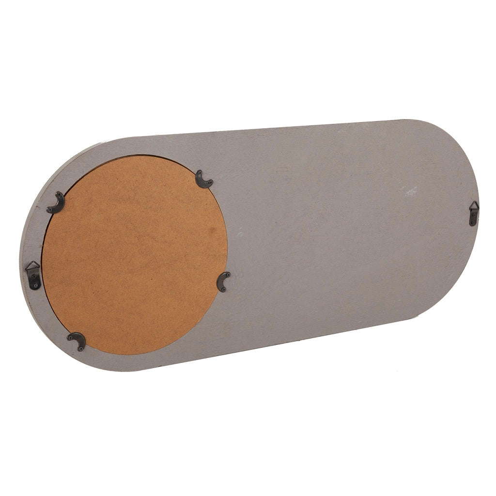 Appendiabiti con specchio in legno e metallo grigio 60x5x30h