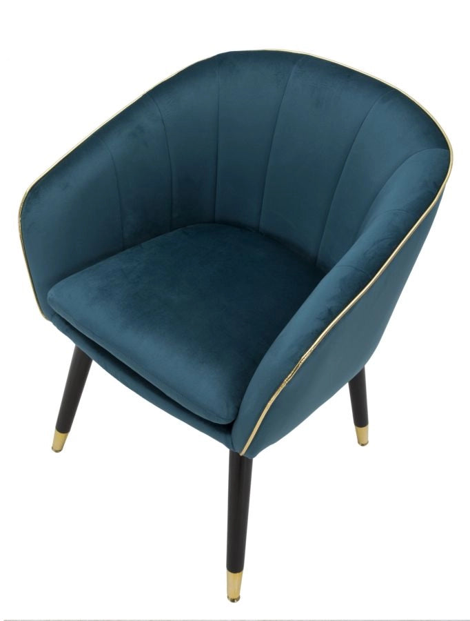 Poltrona Paris Oro 62x58x78 cm in Legno e Poliestere Ottanio