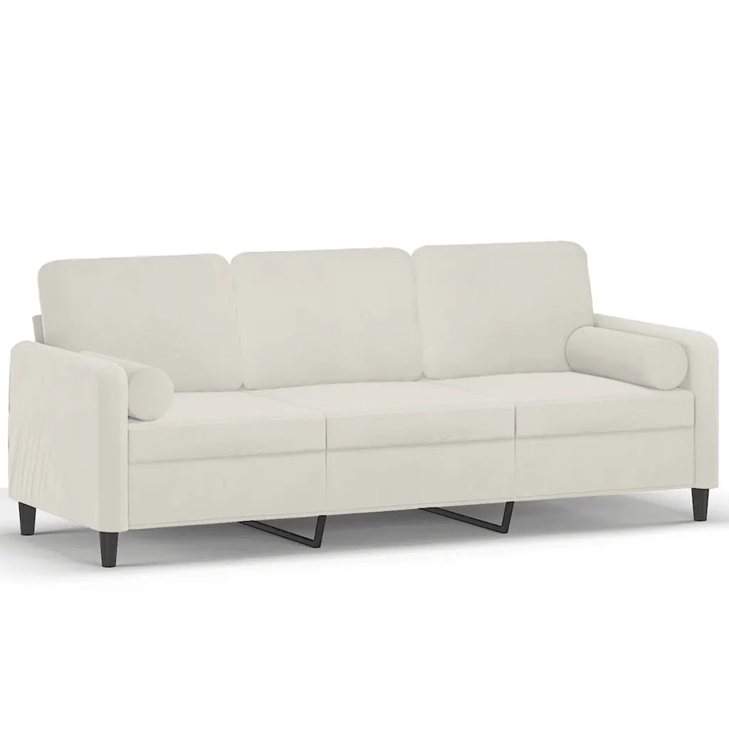 Divano a 3 Posti con Cuscini Crema 180 cm in Vellutocod mxl 94998