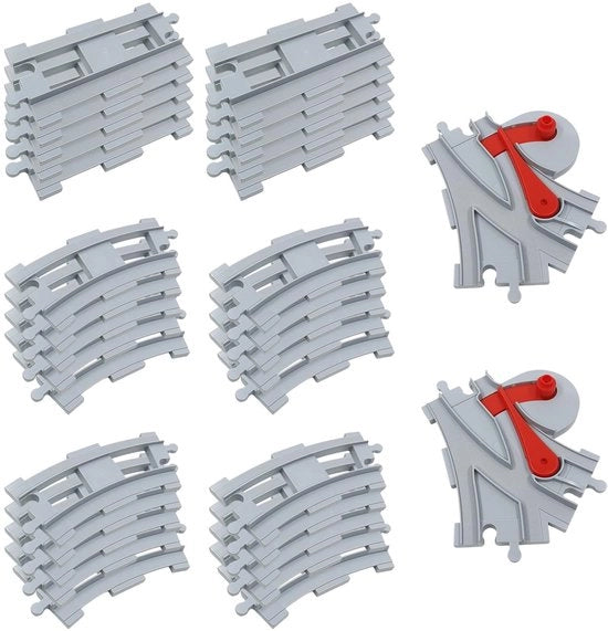 Set di binario 32 pezzi - Binari retti/binari curvi - Interruttore di binario - Accessori per treni - Materiale ABS - Binari per ferrovie urbane