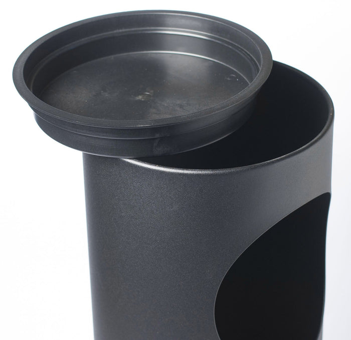 Pattumiera Gettacarte Ø24,3xh66,5 cm con Posacenere In Acciaio Verniciato Grigio