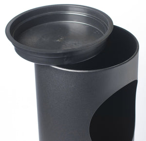 Pattumiera Gettacarte Ø24,3xh66,5 cm con Posacenere In Acciaio Verniciato Nero