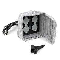 Presa multipla con 2 interruttori on/off, effetto pietra, Multipresa per esterno con 4 prese, protezione IP44