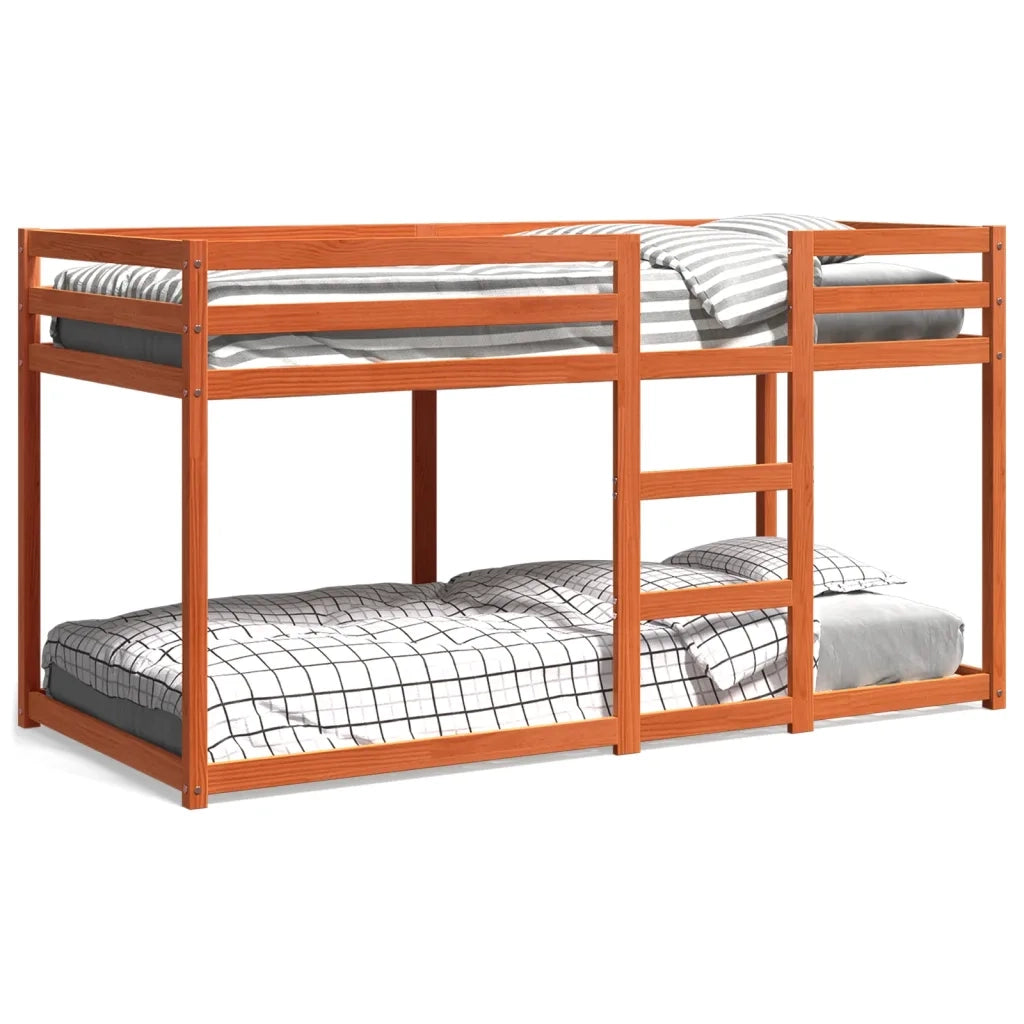 Letto a Castello Marrone Cera 75x190 cm in Legno di Pino