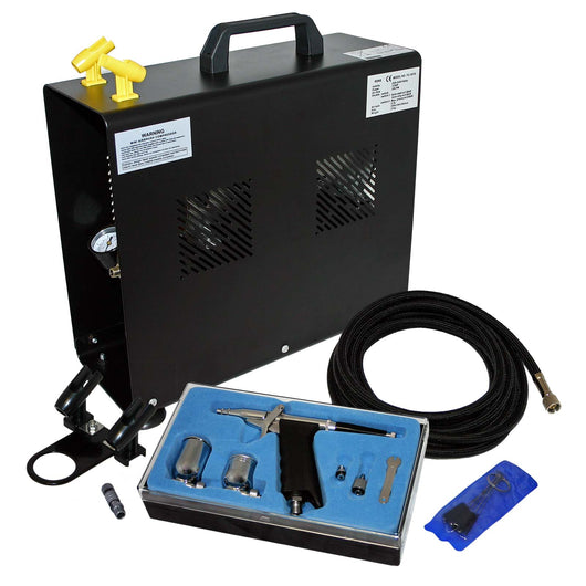 Set aerografia Compressore oil free AS196A, Aerografo doppia azione, Accessori con tubo e raccordi