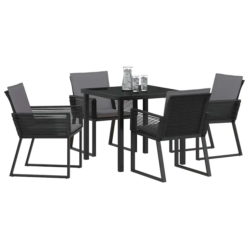Set da Pranzo per Giardino 5 pcs Nero