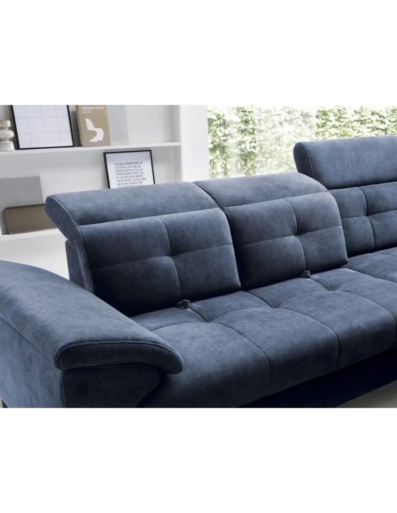 Divano ad angolo Blu 5 posti angolo destro sostegno alta elasticità INFERNO