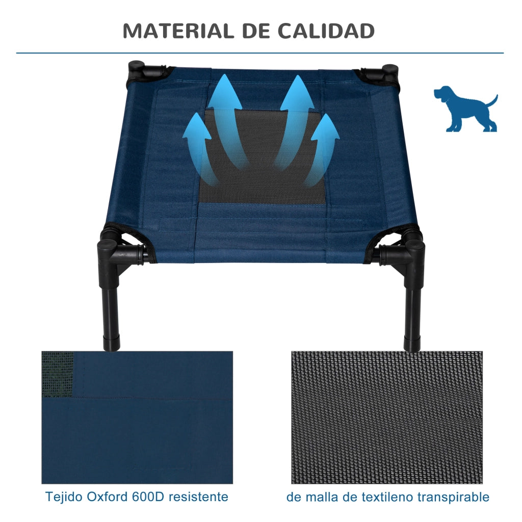 Letto per Cani Gatti con Zona Reticolare e Tessuto Oxford ¨C Minimal ¨C 61x46x18 cm Blu