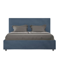 Letto Matrimoniale 160x200 cm con Rete e Contenitore Mika Blu