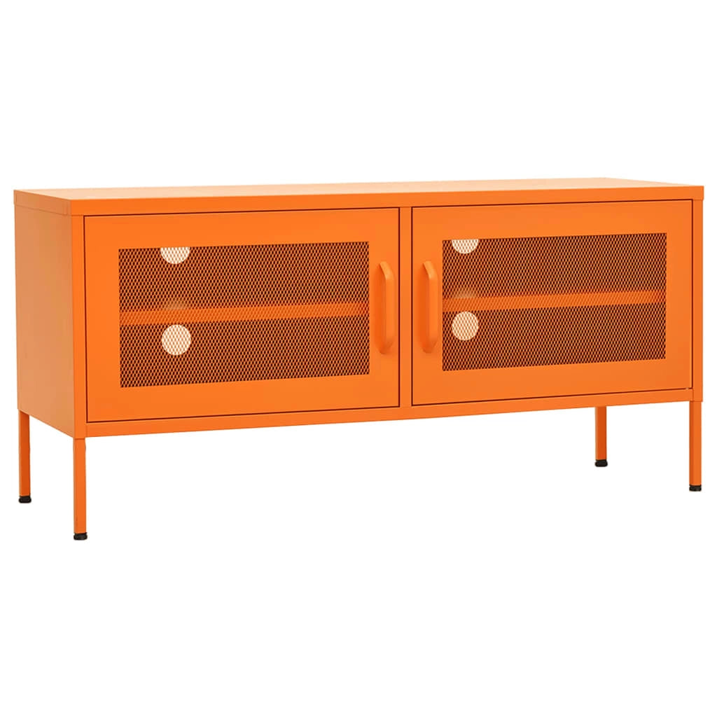 Mobile TV multimediale scaffale TV mobile TV sala da pranzo soggiorno camera da letto 105 x 35 x 50 cm acciaio arancione 02_0025691