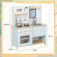 Cucina Giocattolo per Bambini con Fornelli e Armadietti 72x33x85,2 cm in Legno e PP Blu e Bianco