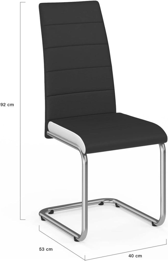 Set di 4 sedie da pranzo nere con fascia bianca per la sala da pranzo MIA