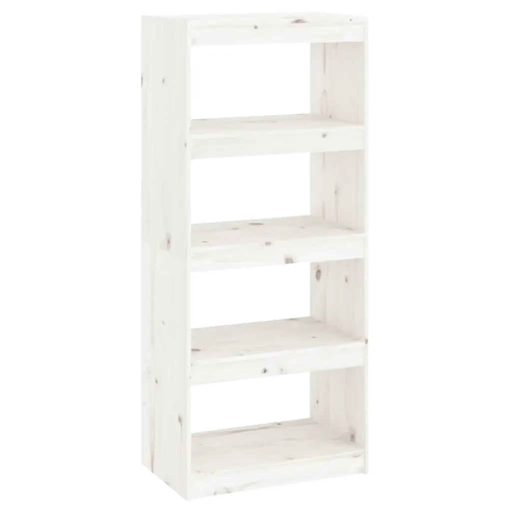 Libreria Divisorio-Scaffale per Libri-Mobile di Stoccaggio Bianco 60x30x135,5 cm Legno Massello di Pino