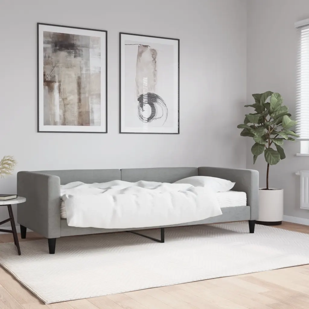 Divano letto | Sof¨¤ letto | Letto singolo con Materasso Grigio Chiaro 90x200 cm in Tessuto