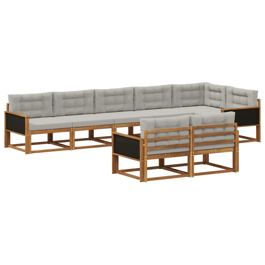 Set di divani da esterno 8 pz Naturale e Grigio chiaro 3382654