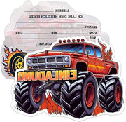 Carte di invito per compleanno bambino con tema ragazzo e monster truck