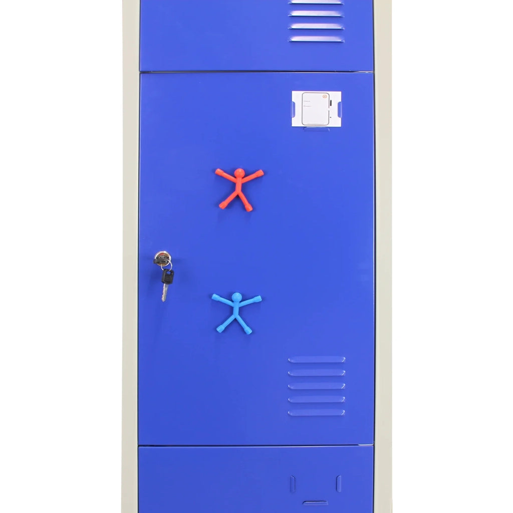 3 Armadietti da Montare con 3 Porte Blu Acciaio per Scuole Palestre e Spogliatoi