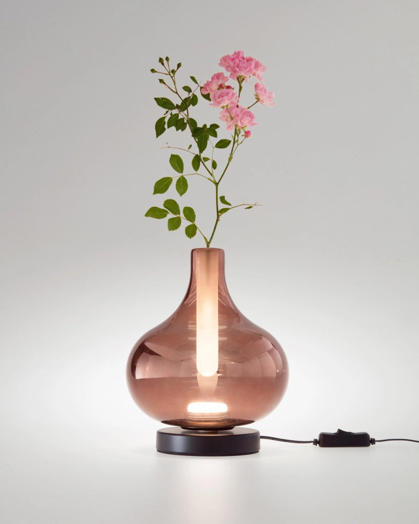 Lampada da Tavolo Crodo Ametista 7W LED Integrato CCT 2700K-3000K-4000K, Regolazione Luce al Tocco, Vetro Borosilicato e Metallo - Crodo