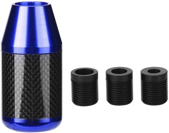 Accessorio per Modifica Auto a Fibra di Carbonio Universale - Pomo di Acciaio per Auto in Blu - Comfortevole e Stiloso