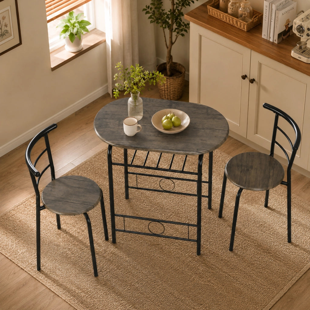 Set bistro 80x53x74.5 cm con ripiano; in metallo; nero