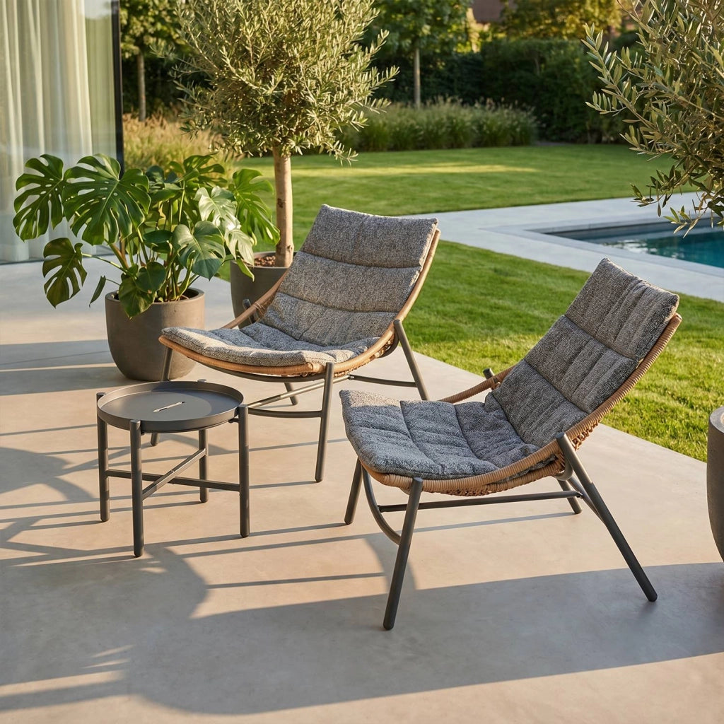 Marvin Set Salotto da Giardino 2 Posti in Polyrattan con Cuscini e Tavolino, Arredo Esterno per Terrazzo Balcone Veranda