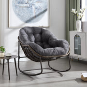 Sedia a dondolo in rattan sintetico con struttura in acciaio e design ergonomico grigio 78 × 106 × 90 cm
