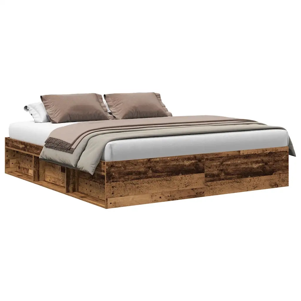 vidaXL Giroletto senza Materasso Legno Antico 200x200 cm in Truciolato