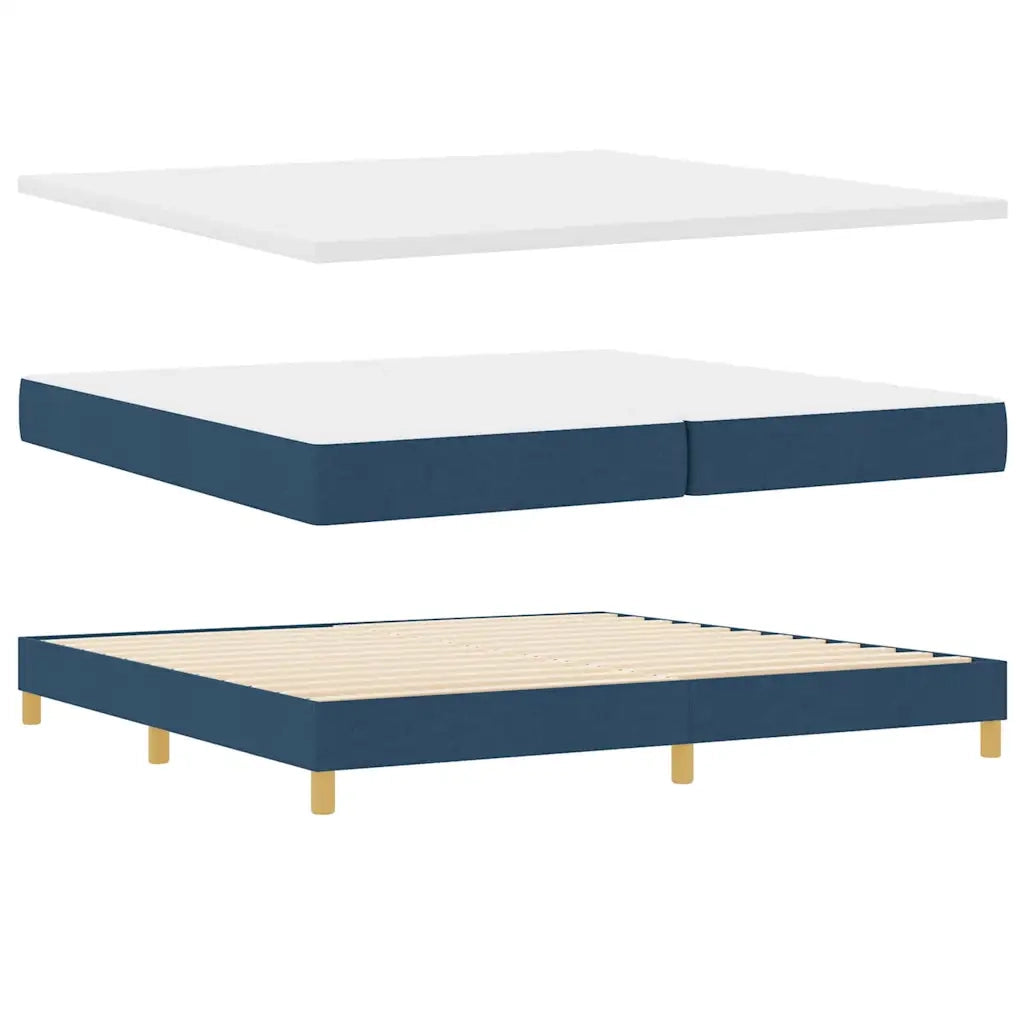 Letto a Sorgente LED con materasso Blu 200 x 200 cm Tessuto