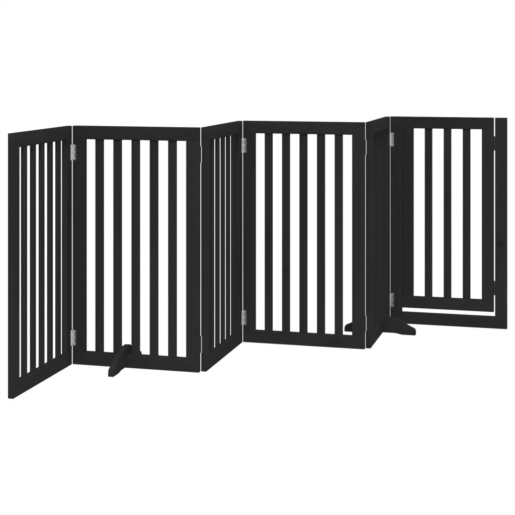 Cancello per Cani Porta Pieghevole Nero 6 Pannelli 300cm Pioppo CFW2802536