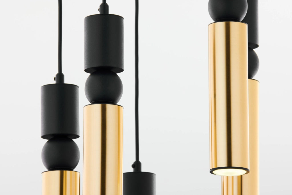 Lampadario moderno tondo Ø37 nero oro 5xGU10 Alas Jupiter