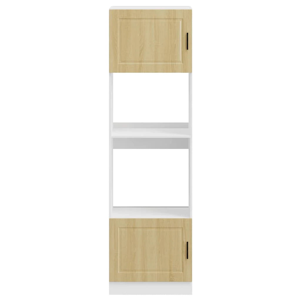 Set di 2 mobili per forno con piedini regolabili 60 x 57 x 207 cm design classico legno ingegnerizzato rovere Sonoma 02_0055719