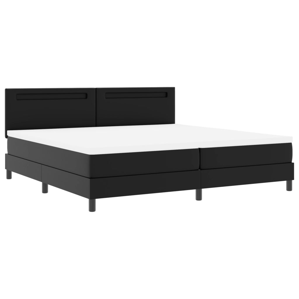 Letto con rete a molle e materasso nero 200x200 cm in similpelle