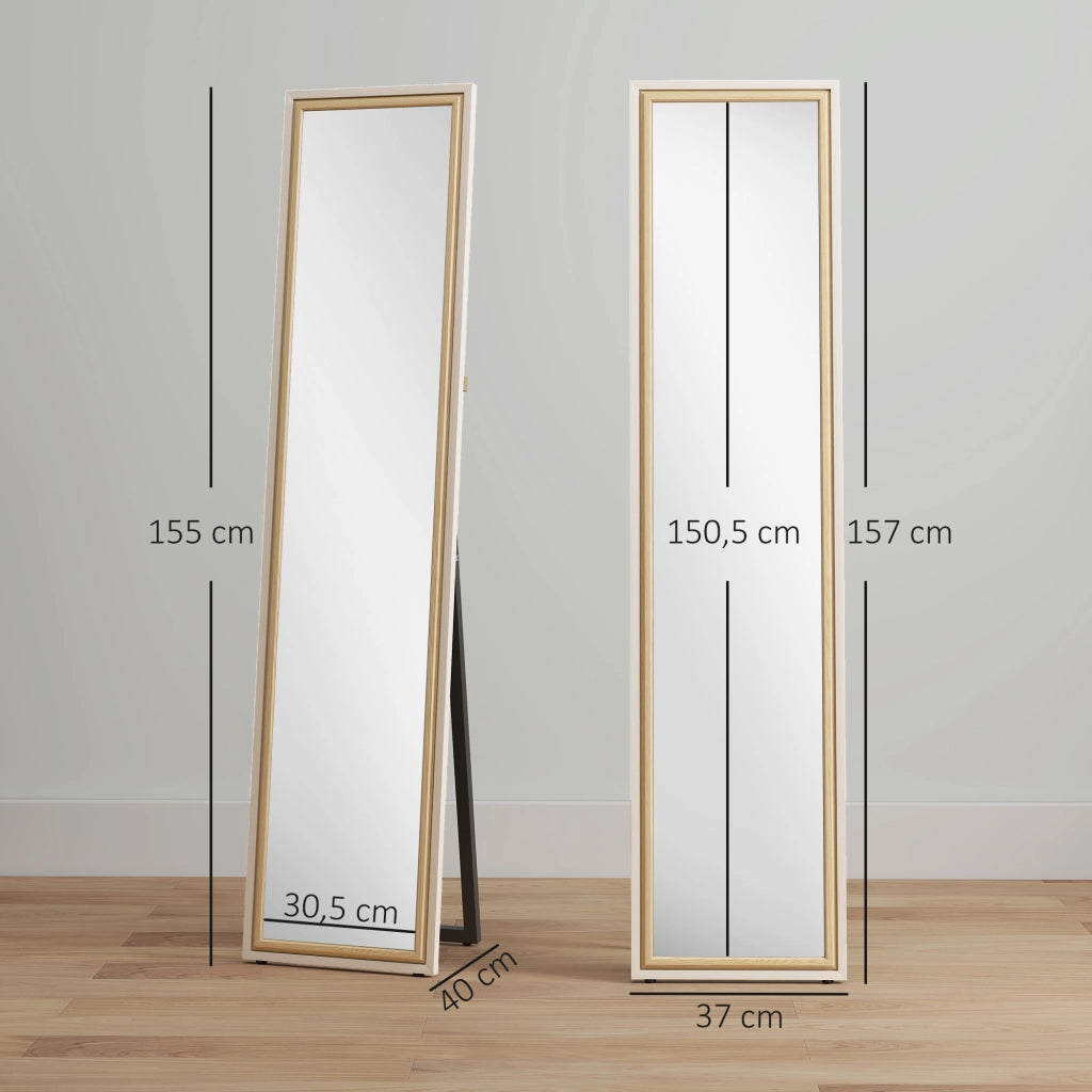 Specchio a Pieno Corpo Inclinabile o da Parete ¨C zephmum ¨C Bianco e Naturale