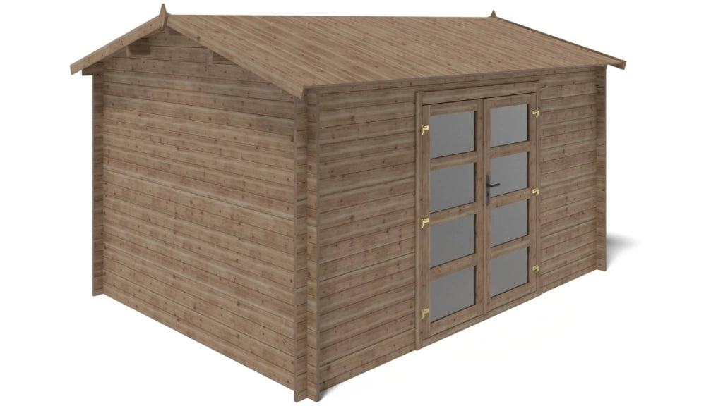Casetta da giardino in legno - 12m2 - 4x3m - impregnata - 28mm - colore: marrone - DOM677 - ALTANKA