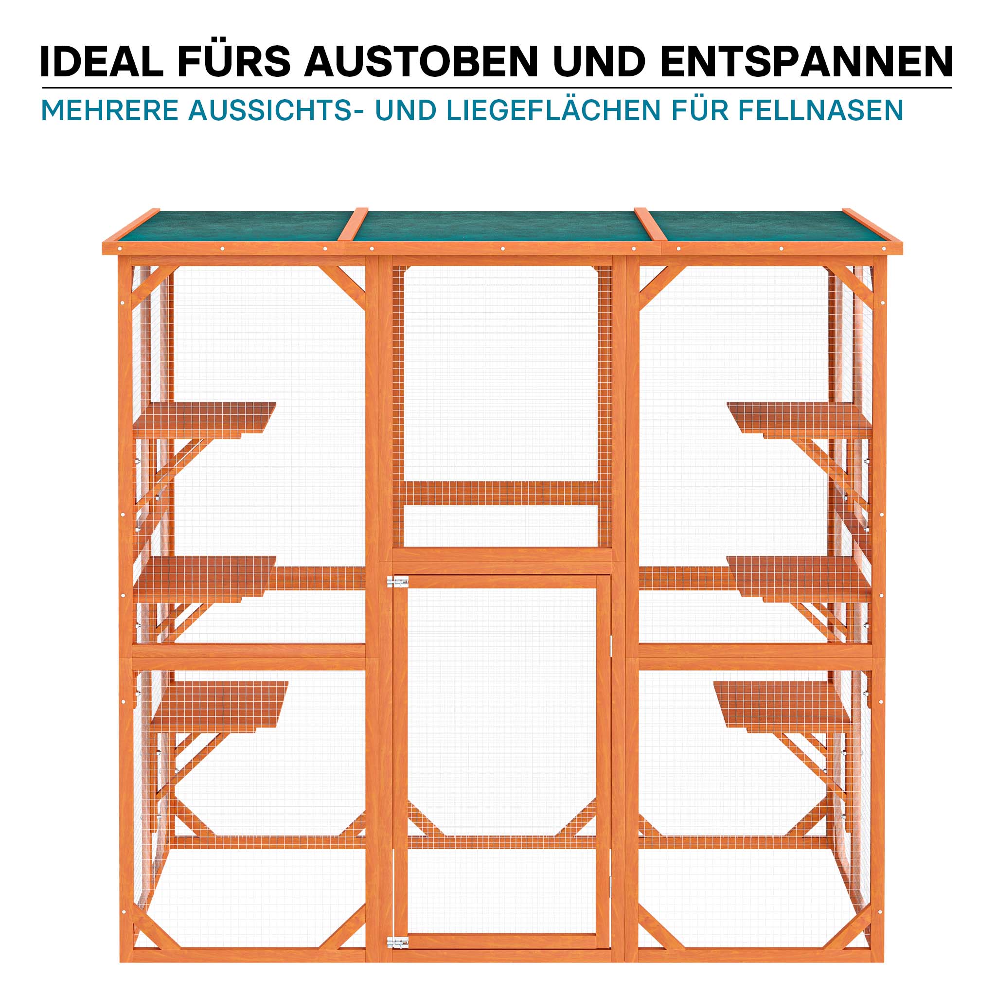 Recinto per gatti da esterno resistente alle intemperie 168 x 82 x 166,5 cm 6 piattaforme Parco Gabbia