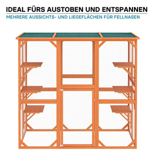 Recinto per gatti da esterno resistente alle intemperie 168 x 82 x 166,5 cm 6 piattaforme Parco Gabbia