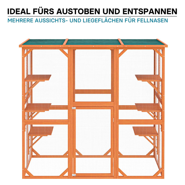 Recinto per gatti da esterno resistente alle intemperie 168 x 82 x 166,5 cm 6 piattaforme Parco Gabbia