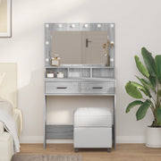 Tavolo da trucco con luci LED Grigio Sonoma 79x41x135 cm