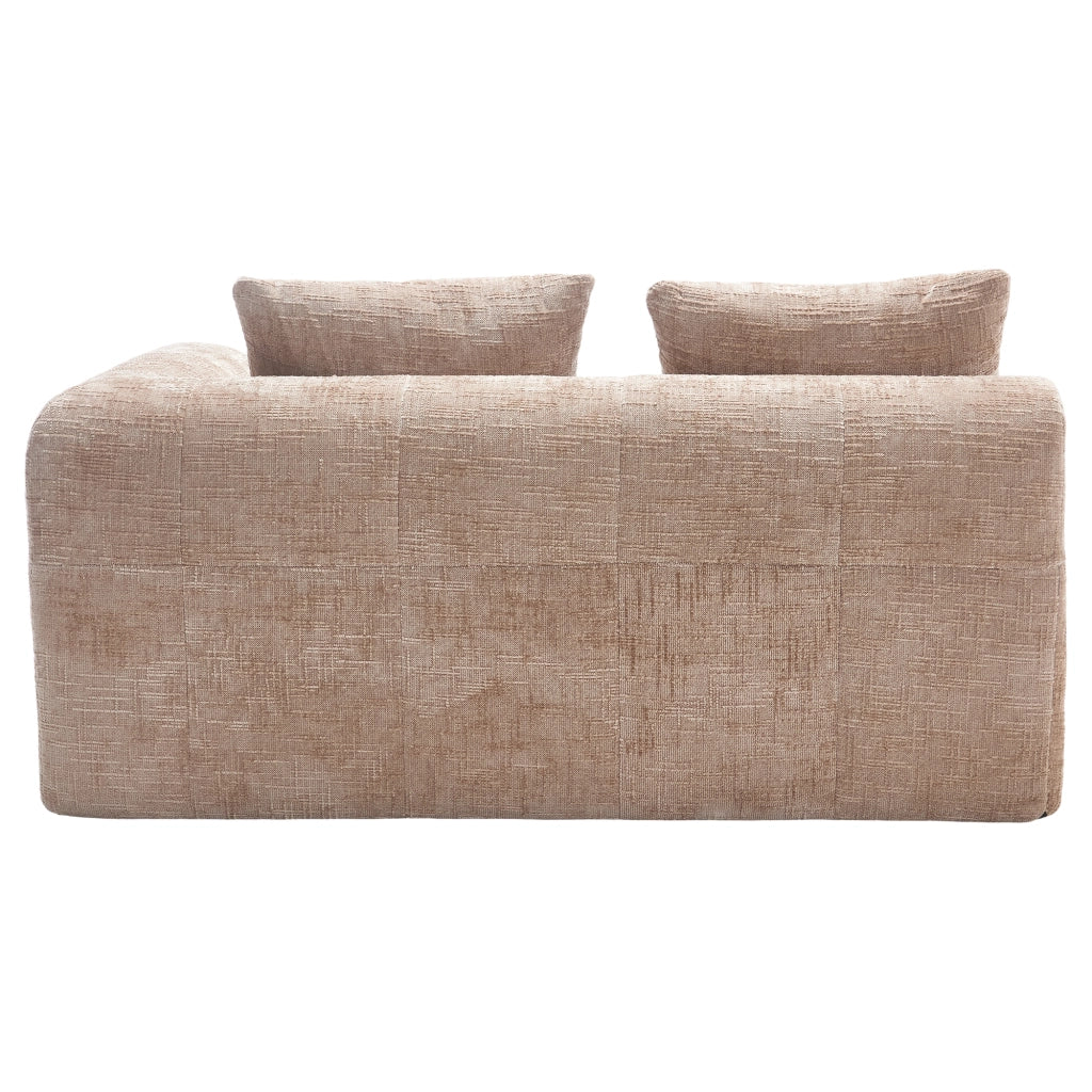 Divano chaise longue 2 posti 158x90x60 cm in chenille; khaki con tasche laterali