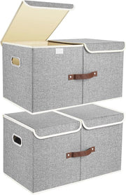 Cassa di Stoccaggio Grande con Scatole e Coperchi - Ripiegabile e Lavabile - Set da 2 - 55x33x30 cm