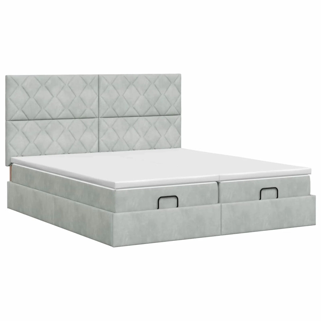 Letto ottomano con materasso 2 pz Grigio Chiaro Velluto 3457926