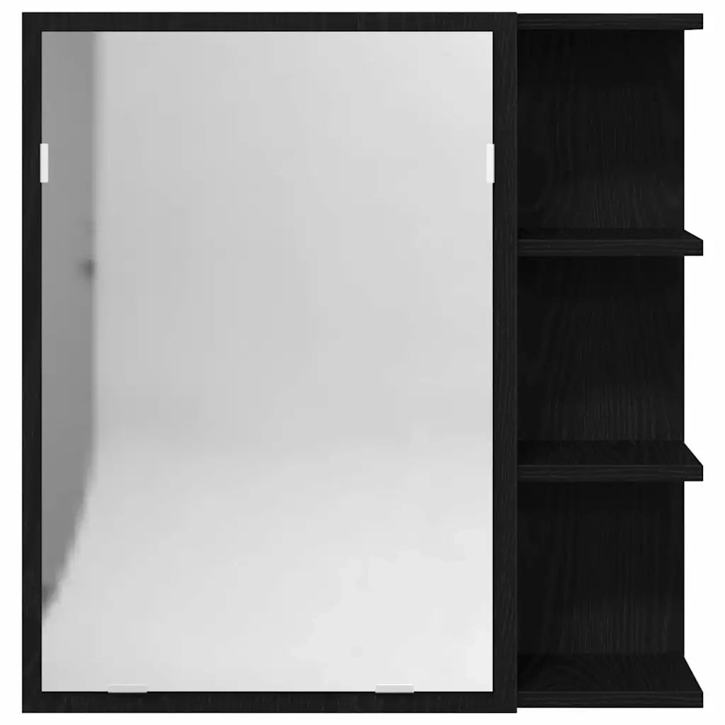 Mobiletto per specchio da bagno-Armadietto a Specchio da Bagno Rovere Nero 62,5 x 20,5 x 64 cm
