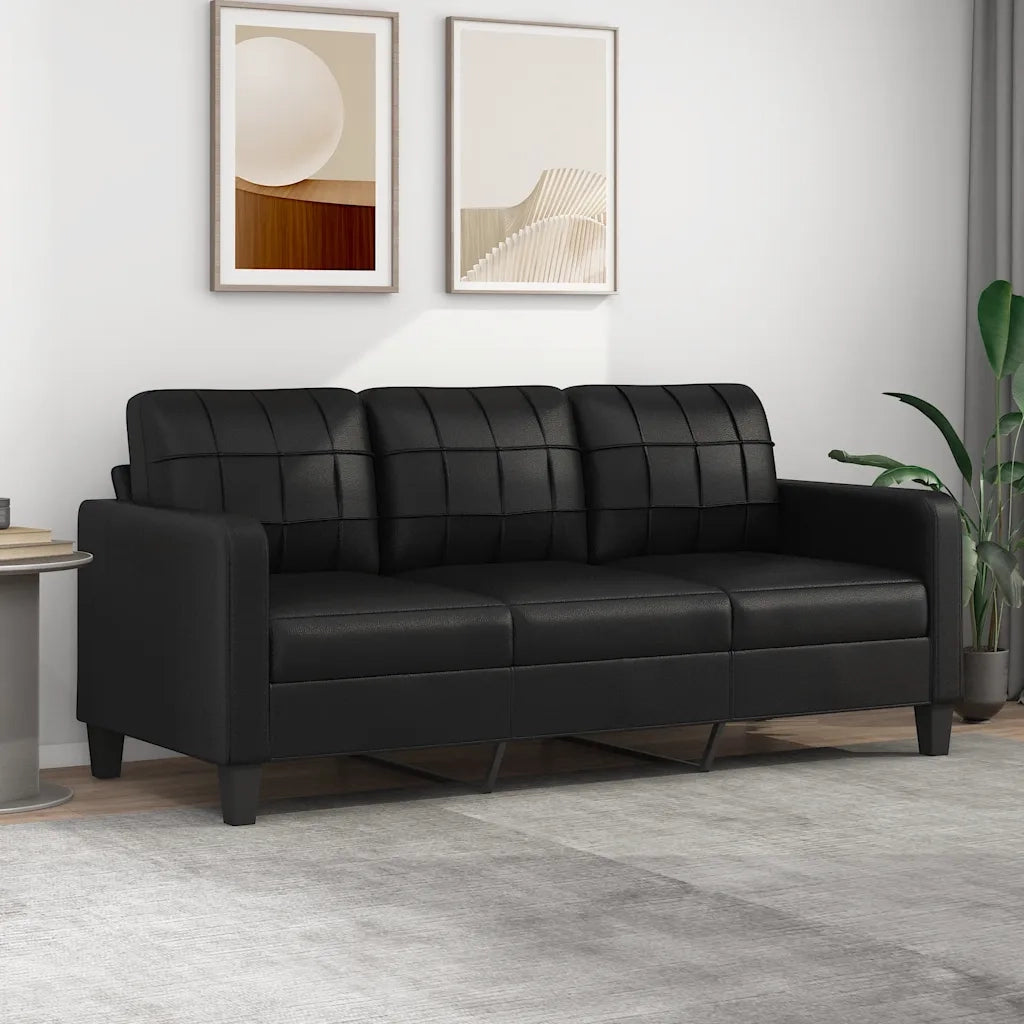 Divano | Divano da soggiorno | Sofa a 3 Posti Nero 180 cm in Similpelle