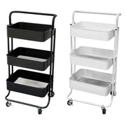 Trade Shop - Carrello Multiuso In Metallo A 3 Ripiani 4 Ruote Piroettanti Con Bloccaggio Portaoggetti -