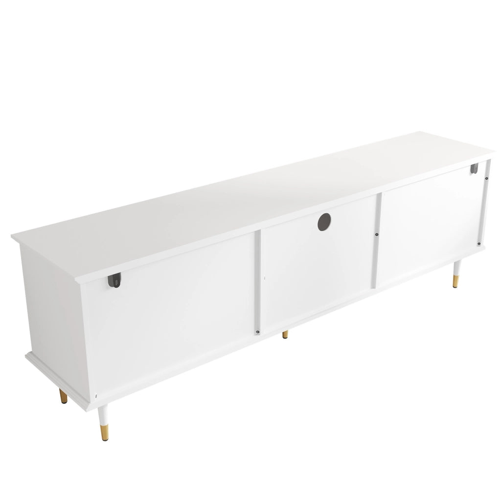 Mobile porta TV con 2 ante 1 vano aperto e 1 cassetto con passacavi per soggiorno in MDF bianco 170 × 36 × 54 cm