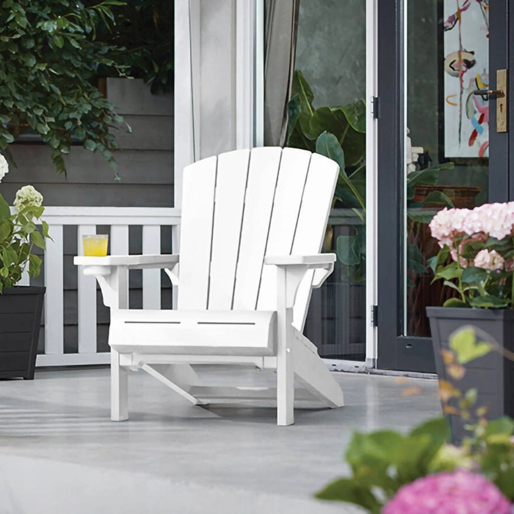 Sedia da esterno Creston, Seggiola da giardino, Seduta outdoor multiuso, Panchina da giardino, 80x93 h93 cm, Bianco