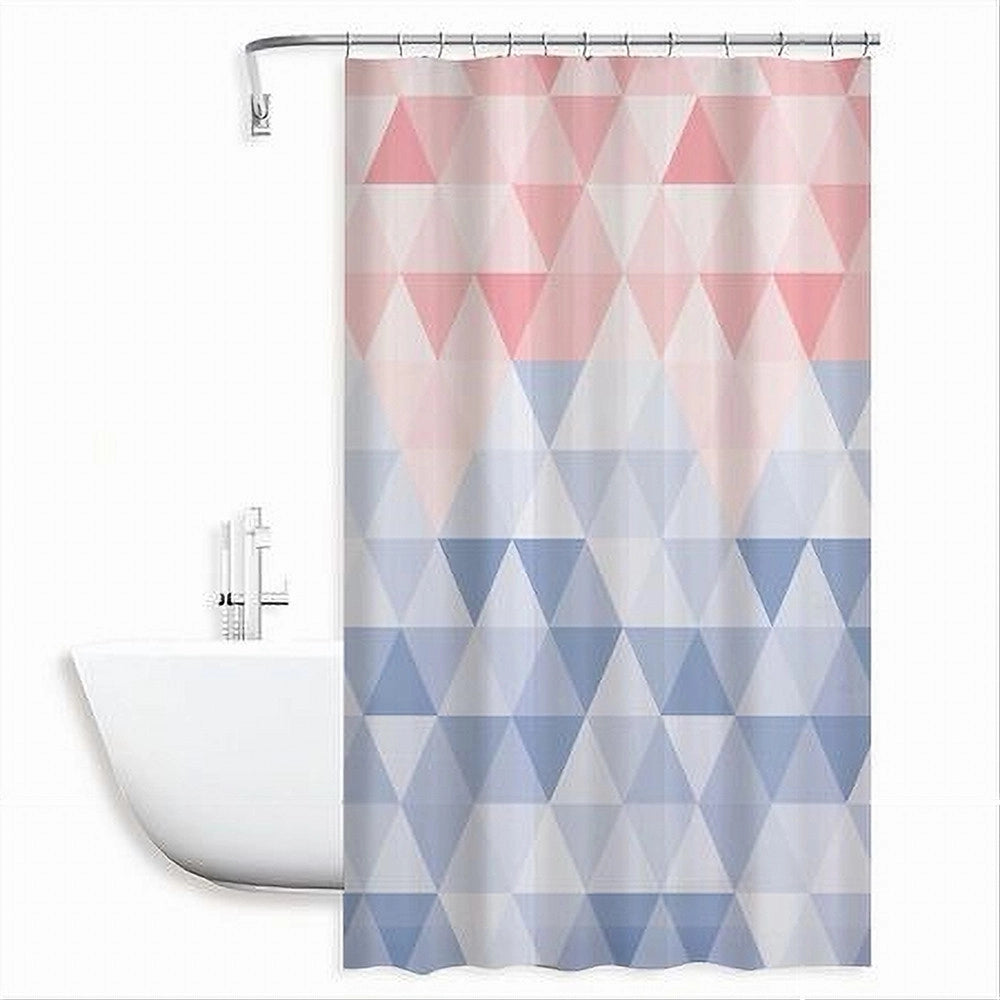 Trade Shop - Tenda Doccia Impermeabile Bagno 12 Anelli Peva 180x200cm Triangolo Rosa Blu 79220 -