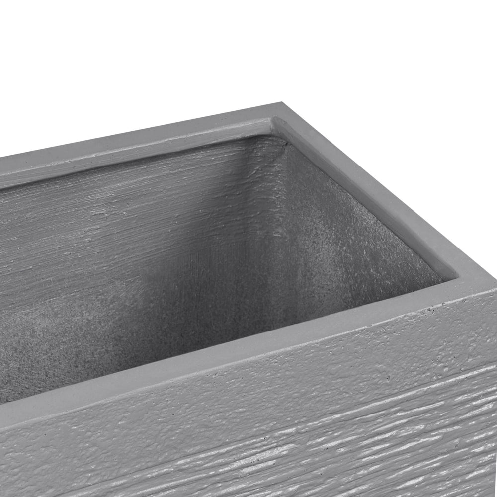 Vaso per piante in fibra di argilla grigia 80 x 37 x 38 cm Fioriera rettangolare per interni ed esterni