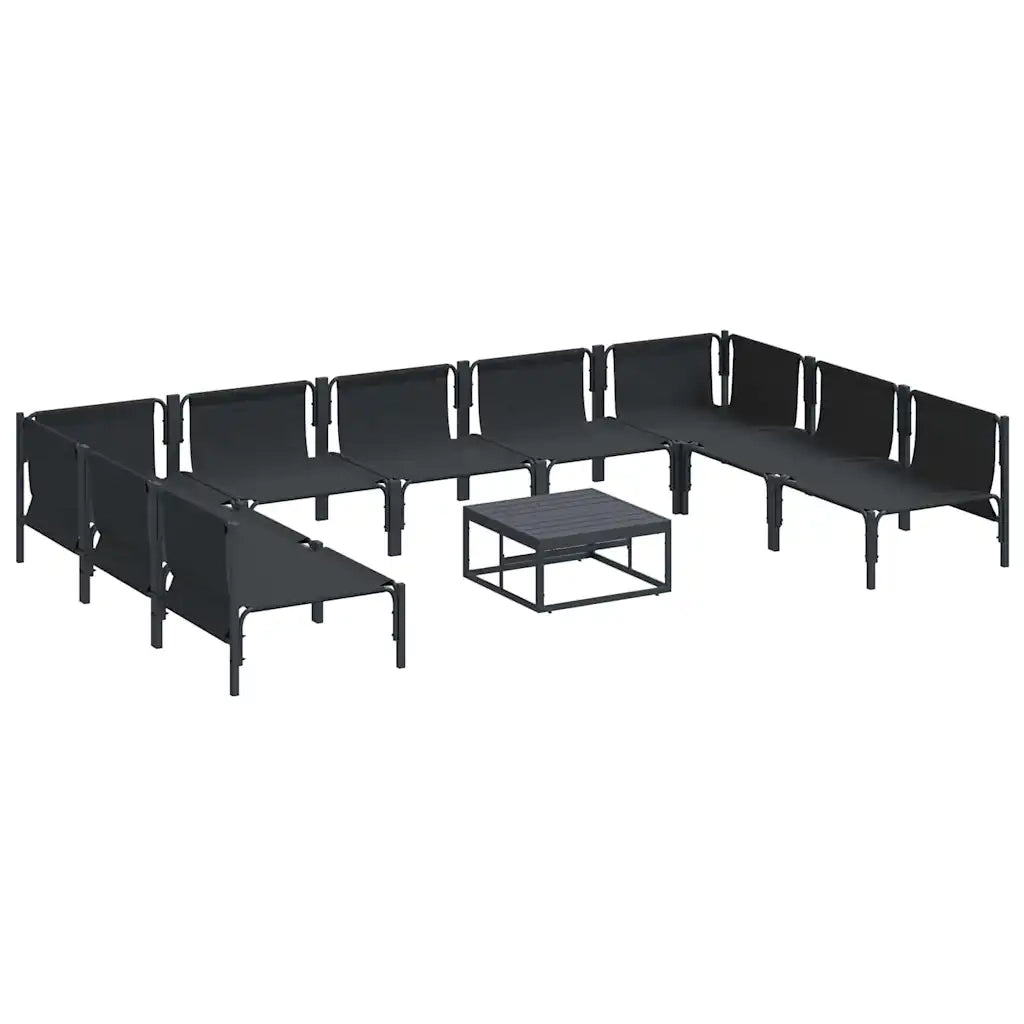 Set Divano da Giardino con cuscino 10 pcs Nero Acciaio 3379011